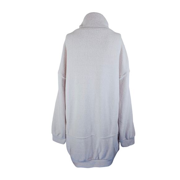 Free People Beach Winter White Kangaroo Pocket Cowl Neck Sweatshirt L - Picture 3 of 6
